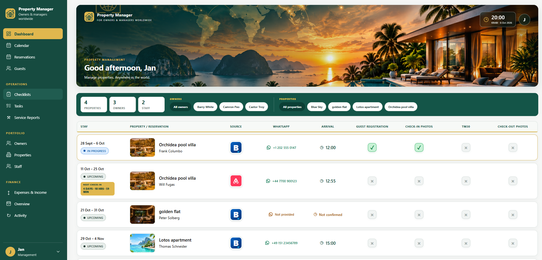 Property Manager Management dashboard